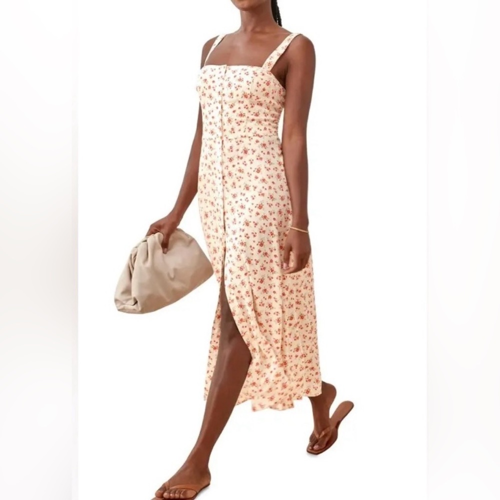 Reformation White Dress with Red Floral Print - Sleeveless, size 2 (small)